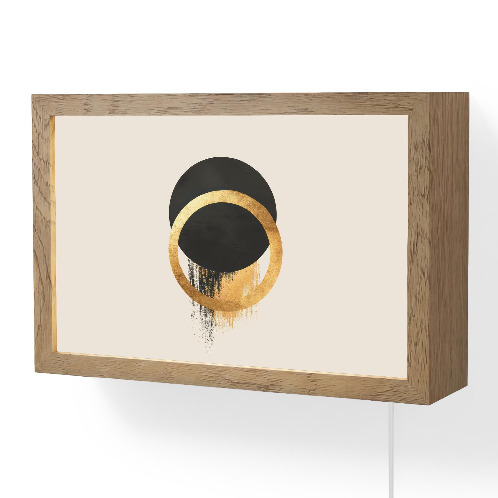 WANDLEUCHTE Abstraktes Design - Schwarzer Kreis - Farbflecken 30x20 cm - Creme, Holzwerkstoff (30/20/8cm) - OnlyWow