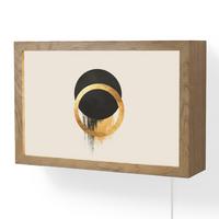 WANDLEUCHTE Abstraktes Design - Schwarzer Kreis - Farbflecken 30x20 cm - Creme, Holzwerkstoff (30/20/8cm) - OnlyWow