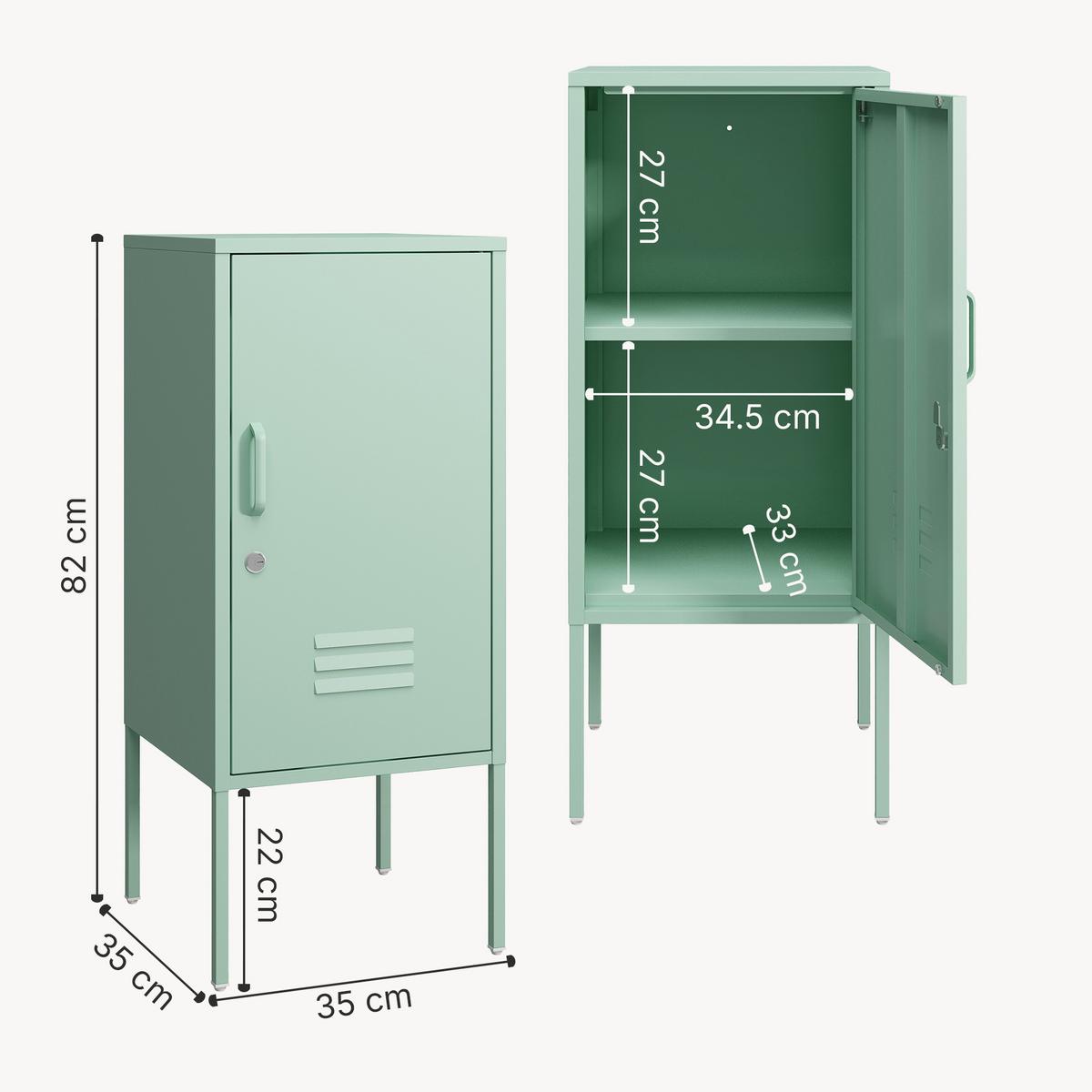 NACHTSCHRANK Hausjärvi - Mintgrün, Metall (35/82/35cm) - [en.casa]