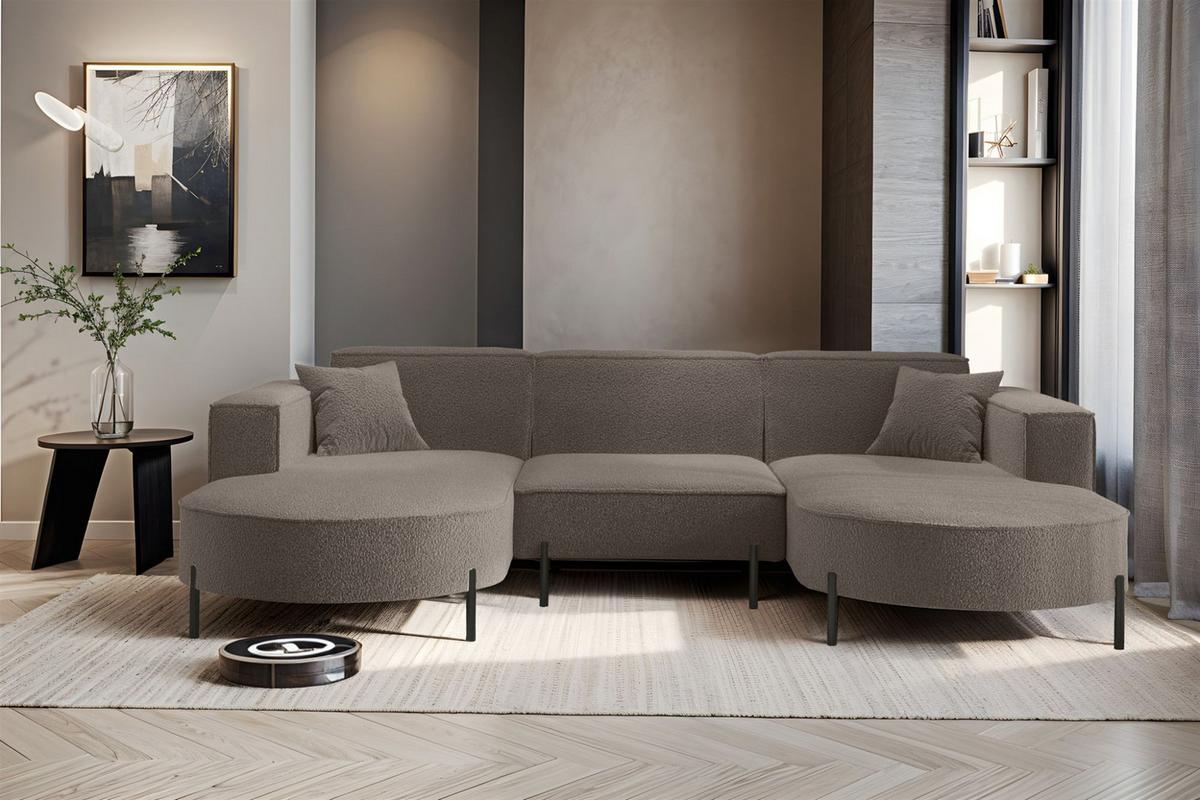 WOHNLANDSCHAFT Valencia - Braun, Holzwerkstoff/Textil (299/80/165cm) - Fun Möbel
