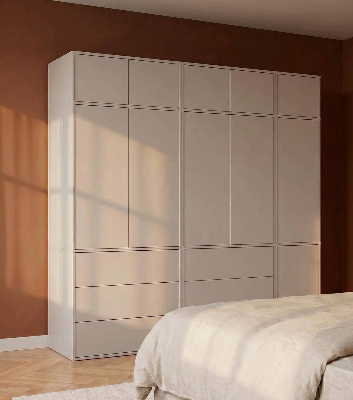 KLEIDERSCHRANK Robe - Beige, Holzwerkstoff (227/234/58cm) - Mokebo