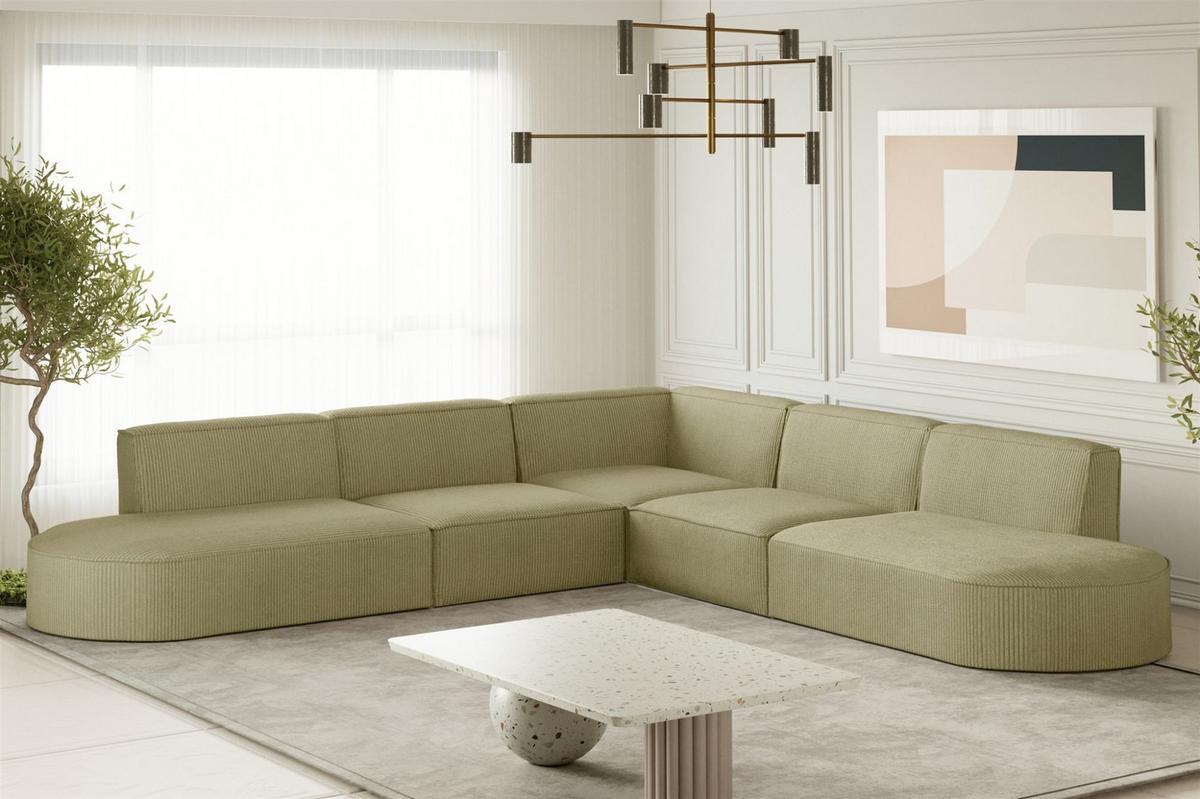 ECKSOFA Palma In Scala - Opal, Holzwerkstoff/Textil (276/276cm) - Fun Möbel