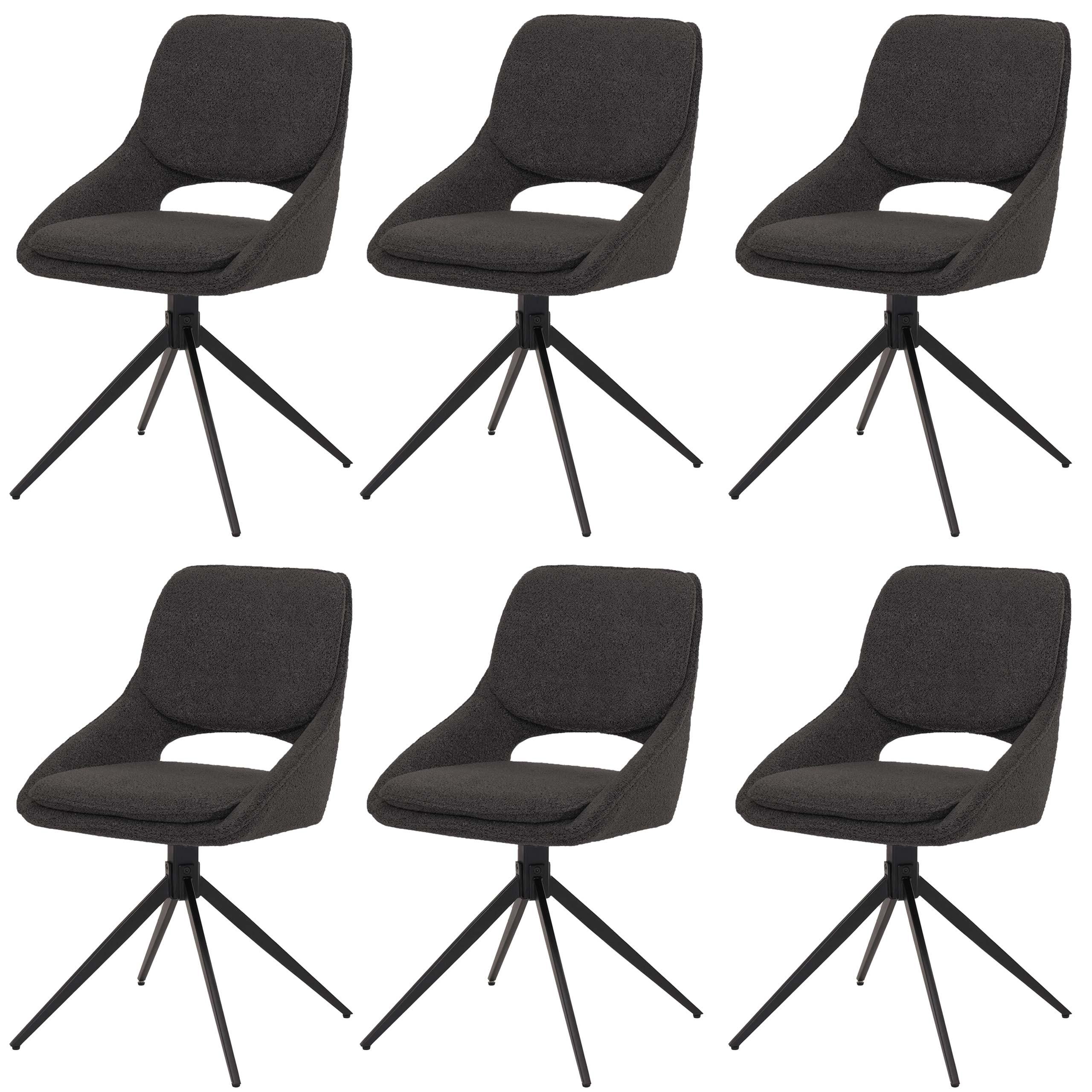 ESSZIMMERSTUHL Grau 6er-Set - Dunkelgrau/Grau, Textil (55/87/55cm) - MCW