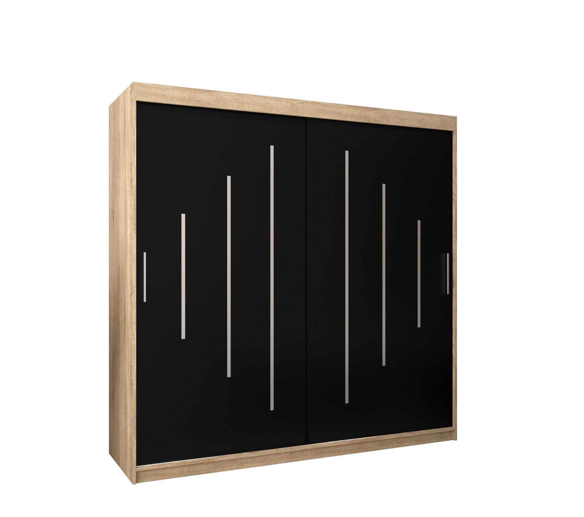 SCHWEBETÜRENSCHRANK 200/200/62 2-türig - Silberfarben/Schwarz, Holz/Kunststoff (200/200/62cm) - Abiks Möbel