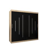 SCHWEBETÜRENSCHRANK 200/200/62 2-türig - Silberfarben/Schwarz, Holz/Kunststoff (200/200/62cm) - Abiks Möbel