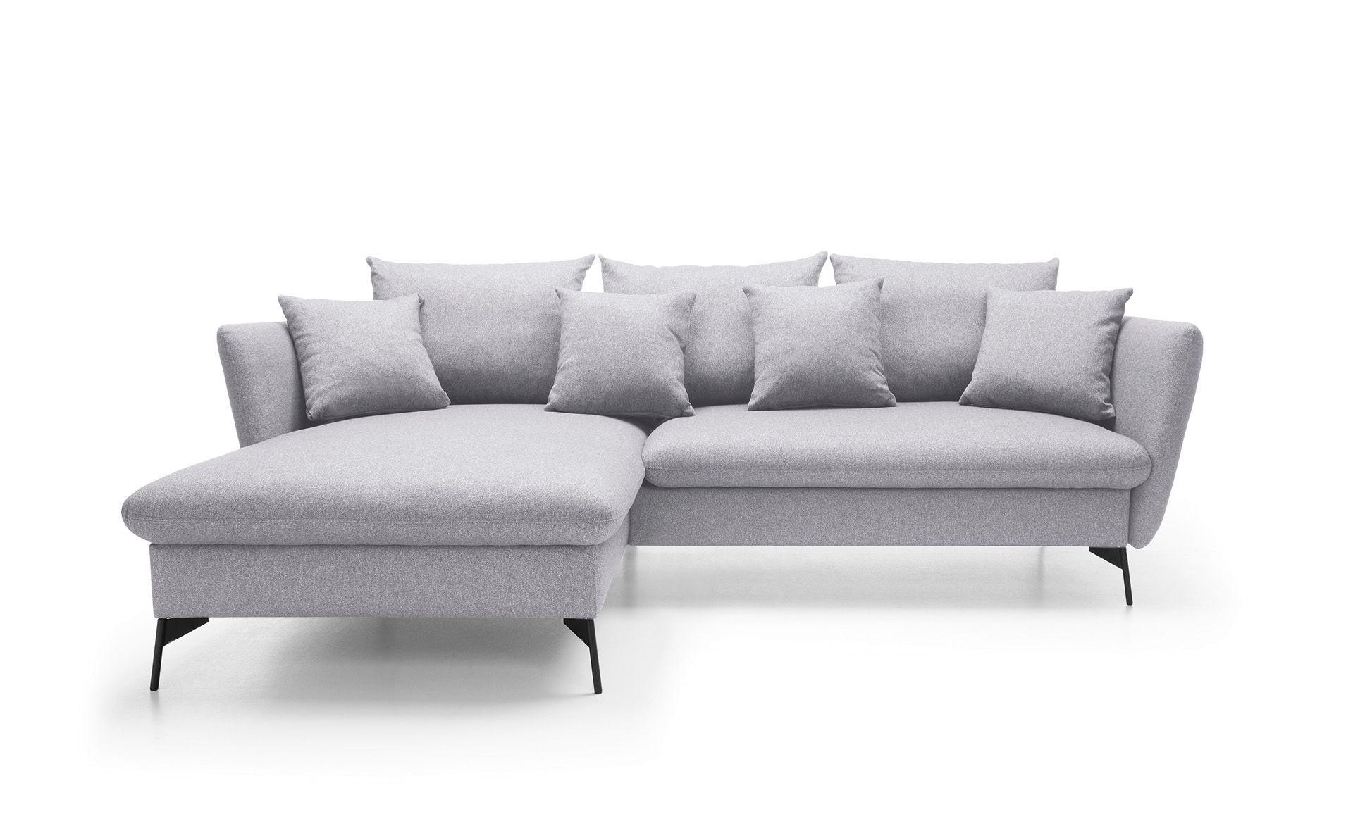ECKSOFA FERRO Grau Geflochtener Stoff mit Schlaffunktion - Grau, Holz (258/167cm) - MASSENO