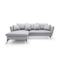 ECKSOFA FERRO Grau Geflochtener Stoff mit Schlaffunktion - Grau, Holz (258/167cm) - MASSENO
