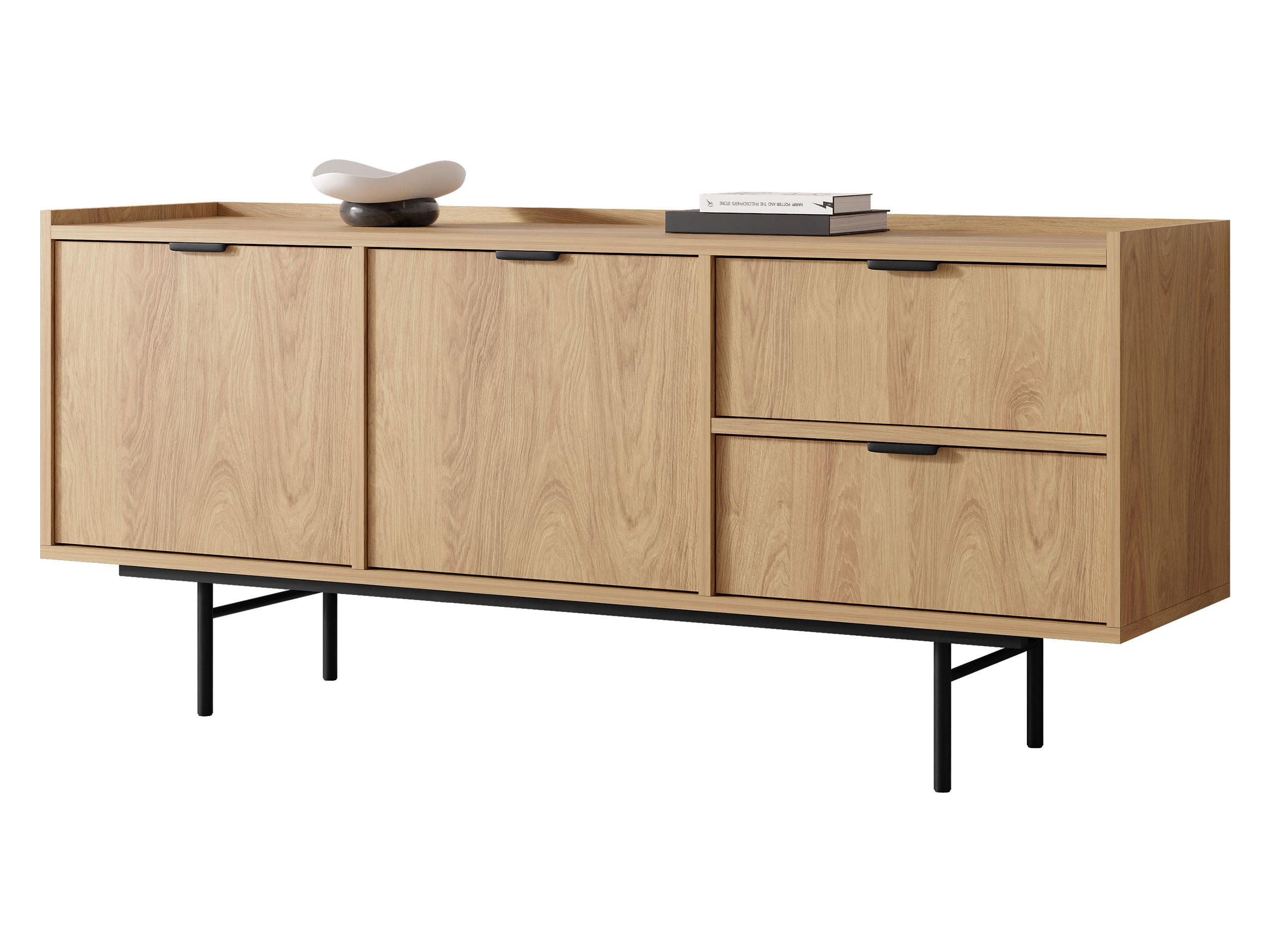 SIDEBOARD Edison 2D2S - Eichefarben/Schwarz, Holzwerkstoff/Metall (150/68/40cm) - MIRJAN24