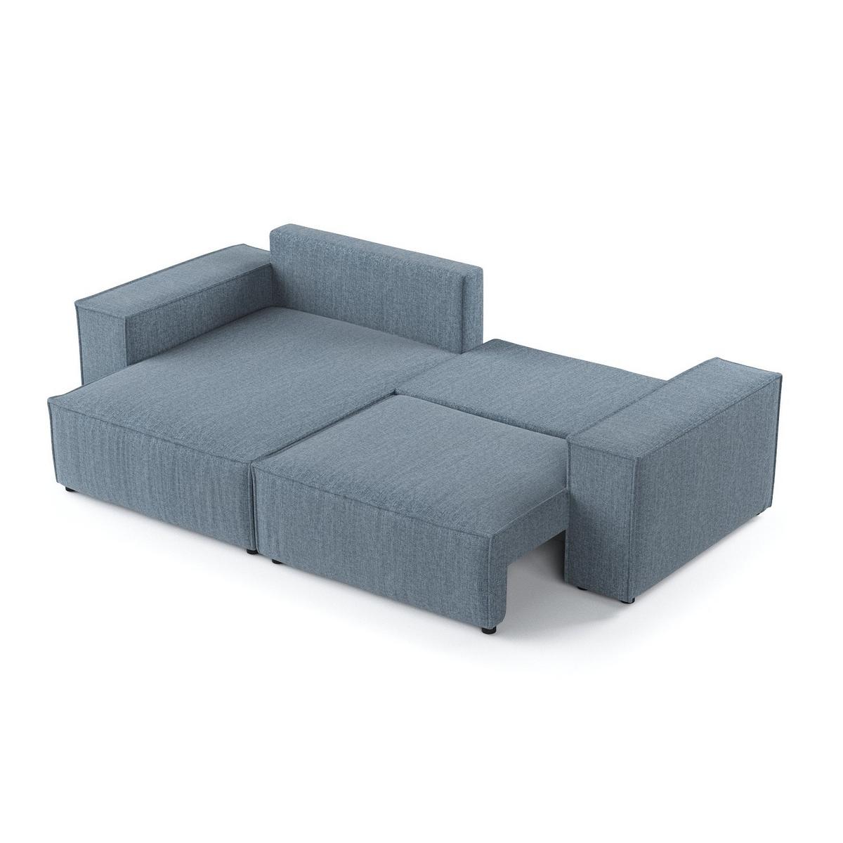 ECKSOFA SENSO mit Schlaffunktion Blaugrau im City Stoff - Blaugrau/Schwarz, Holz/Holzwerkstoff (255/148cm) - AltaBeds
