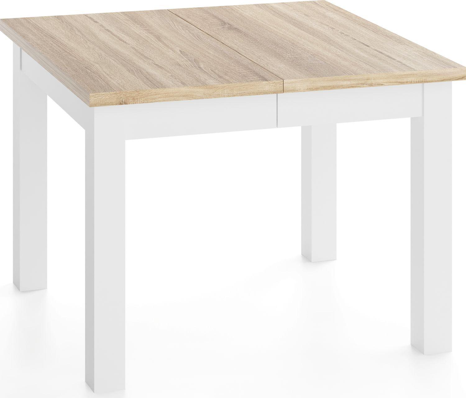 ESSTISCH Toren Weiß ausziehbar verlängerbar quadratisch, Eiche Sonoma Hellbraun 80-180/80/76.5 cm - Weiß/Sonoma Eiche, Holz/Holzwerkstoff (80/180/76.5cm) - WFL GROUP