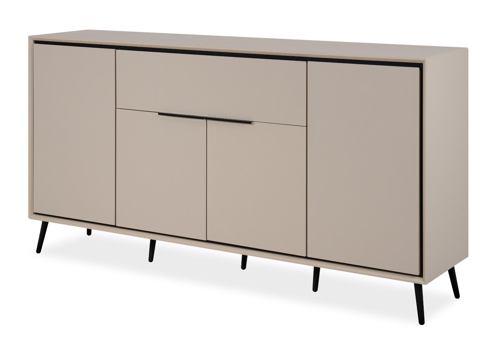 SIDEBOARD Sand und Schwarz 175 x 90 cm, Kommode mit Soft-Close-Funktion - Sandfarben/Schwarz, Holzwerkstoff/Kunststoff (175/90/38cm) - Furn.Design