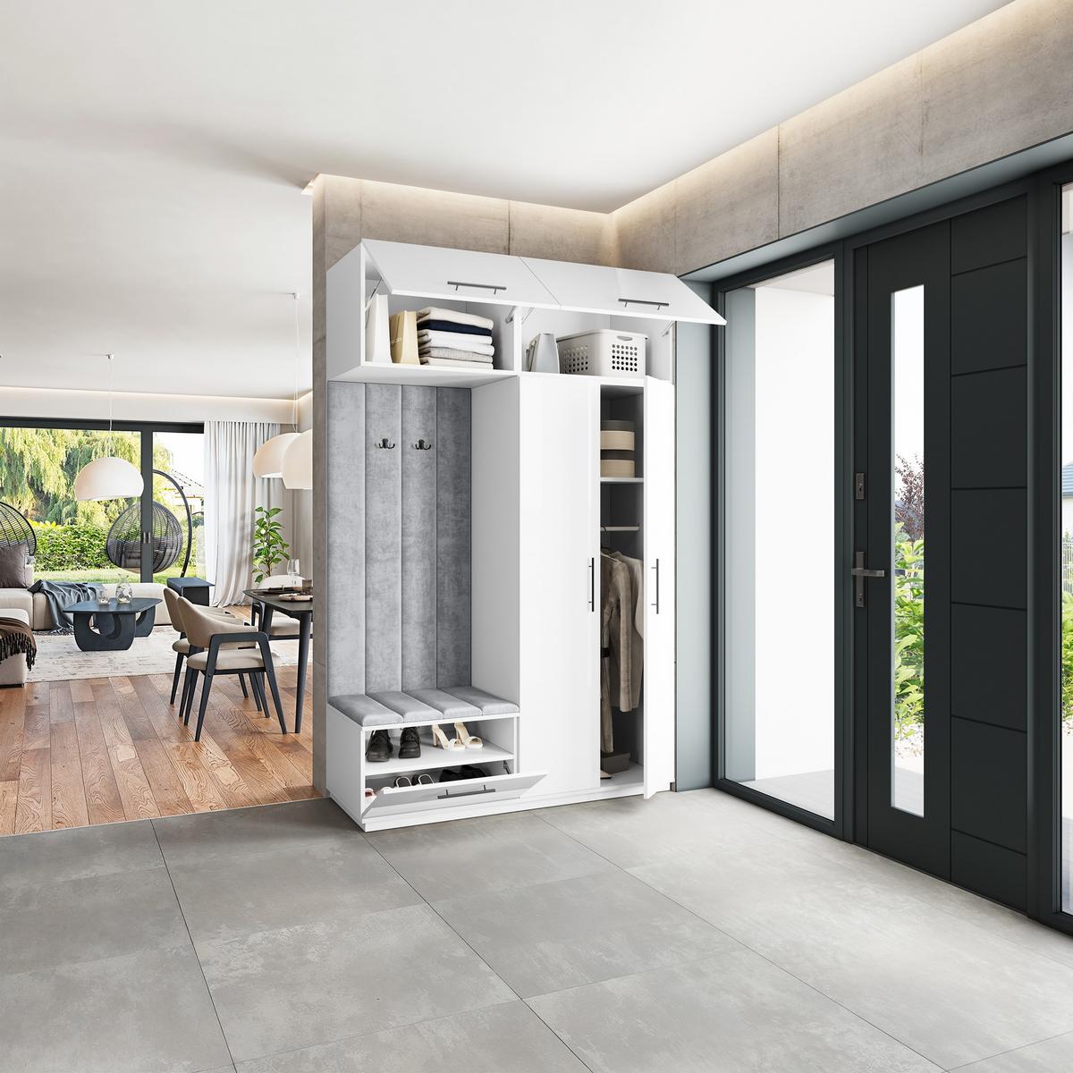 GARDEROBENSCHRANK REMA 150/240/60 cm Modern Weiß - Hellgrau/Weiß, Holzwerkstoff (150/240/60cm) - MASSENO