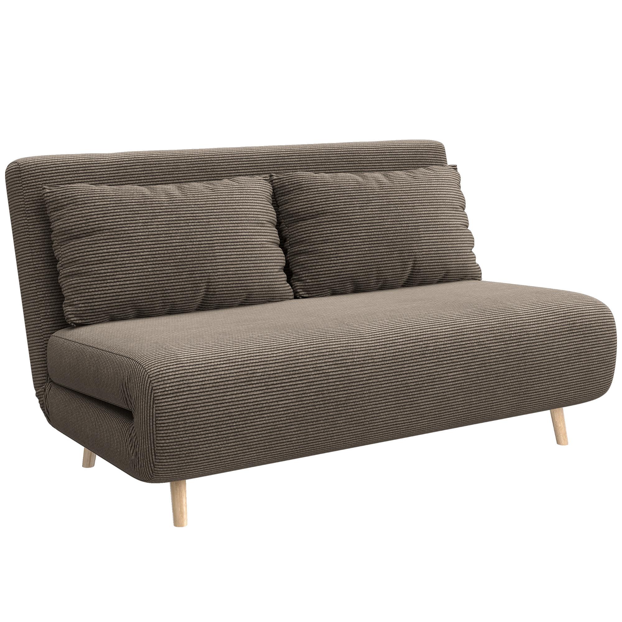 SCHLAFSOFA Polyester Buchenholz Kaffee-Braun - Buchefarben/Braun, Buchenholz/Textil (90/81/141cm) - HOMCOM