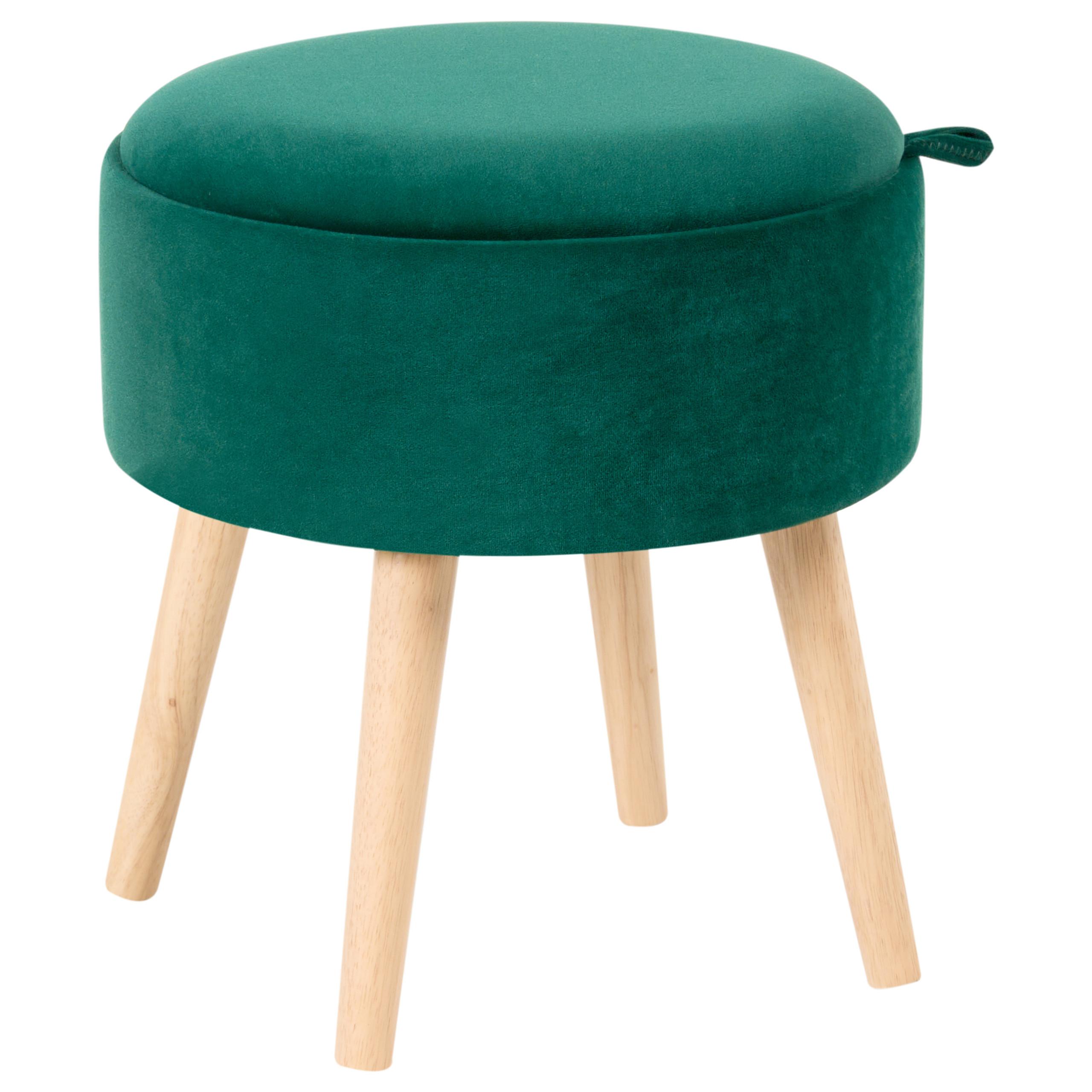 HOCKER Smaragdgrün Neely - Grün, Textil (39/43/39cm) - Beliani