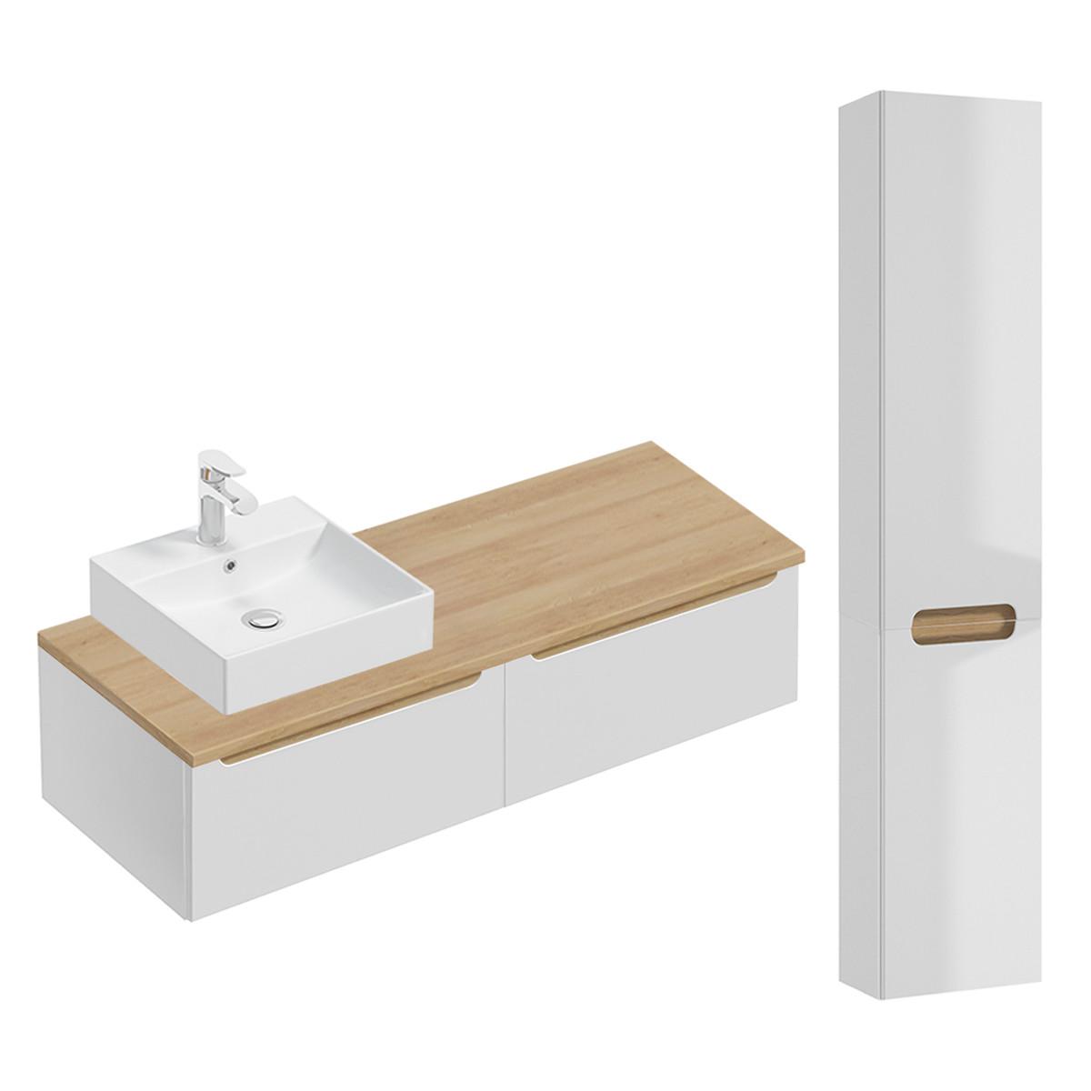 BADMÖBEL 120cm Livia 2er-Set Weiß - Weiß, Holzwerkstoff (120/32.5/46cm) - Petits-meubles