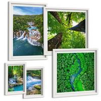 BILDER SET 5er Set - 50x50 cm & 20x30 cm & 40x60 cm Weißer Rahmen - Strandwellen, Himmelsbrücke, Spaziergang - Weiß, Kunststoff (40/60cm) - TULUP