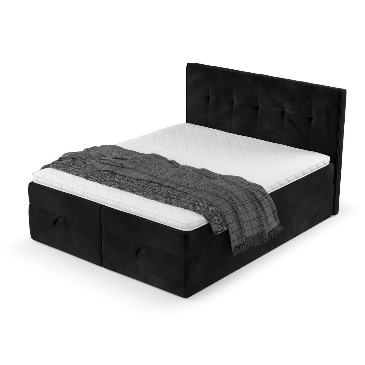 BOXBETT Tivra 140/200 cm Schwarz im Kronos Stoff - Schwarz, Holz/Holzwerkstoff (140/200cm) - AltaBeds