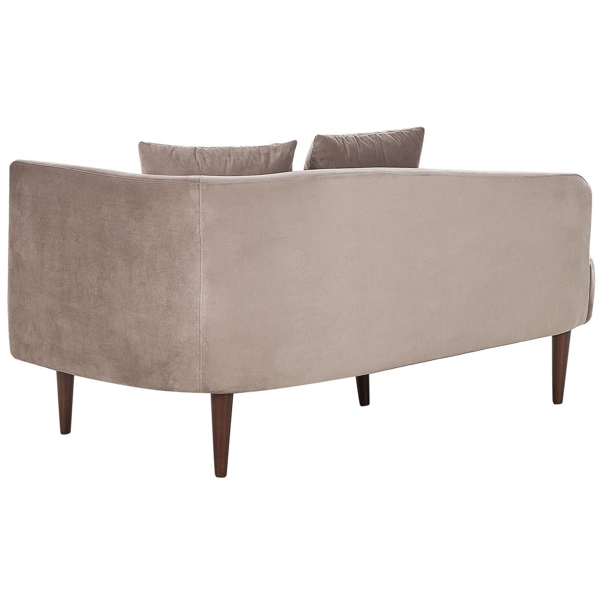 CHAISELONGUE Samtstoff taupe rechtsseitig Chaumont - Dunkelbraun/Beige, Textil (168/75/74cm) - Beliani