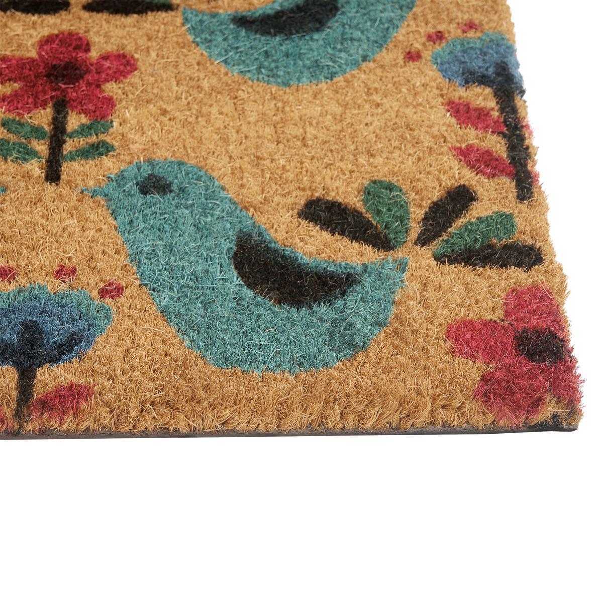FUSSMATTE Bunt 50/80 cm Vogel Kokosfasern Tanana - Multicolor, Textil (50/80cm) - Beliani