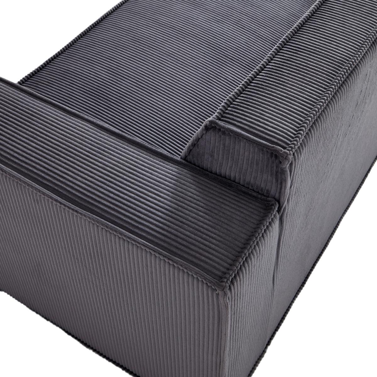 2-SITZER-SOFA Cord Grau mit Federkern, Montagefrei - Grau, Textil (178/70/86cm) - Urban Meuble