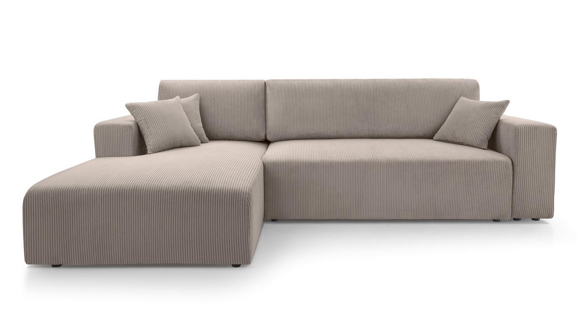 ECKSOFA L Form Catea Beige 279/145/84 cm Links mit Schlaffunktion - Beige/Schwarz, Kunststoff/Textil (145/279cm) - AX Living