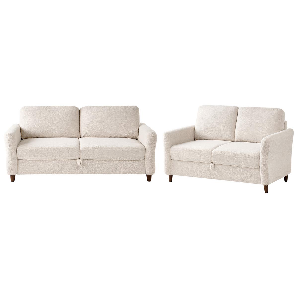 SOFA-SET 5-Sitzer Bouclé Beige Mare - Beige, Textil (184/88/77cm) - Beliani