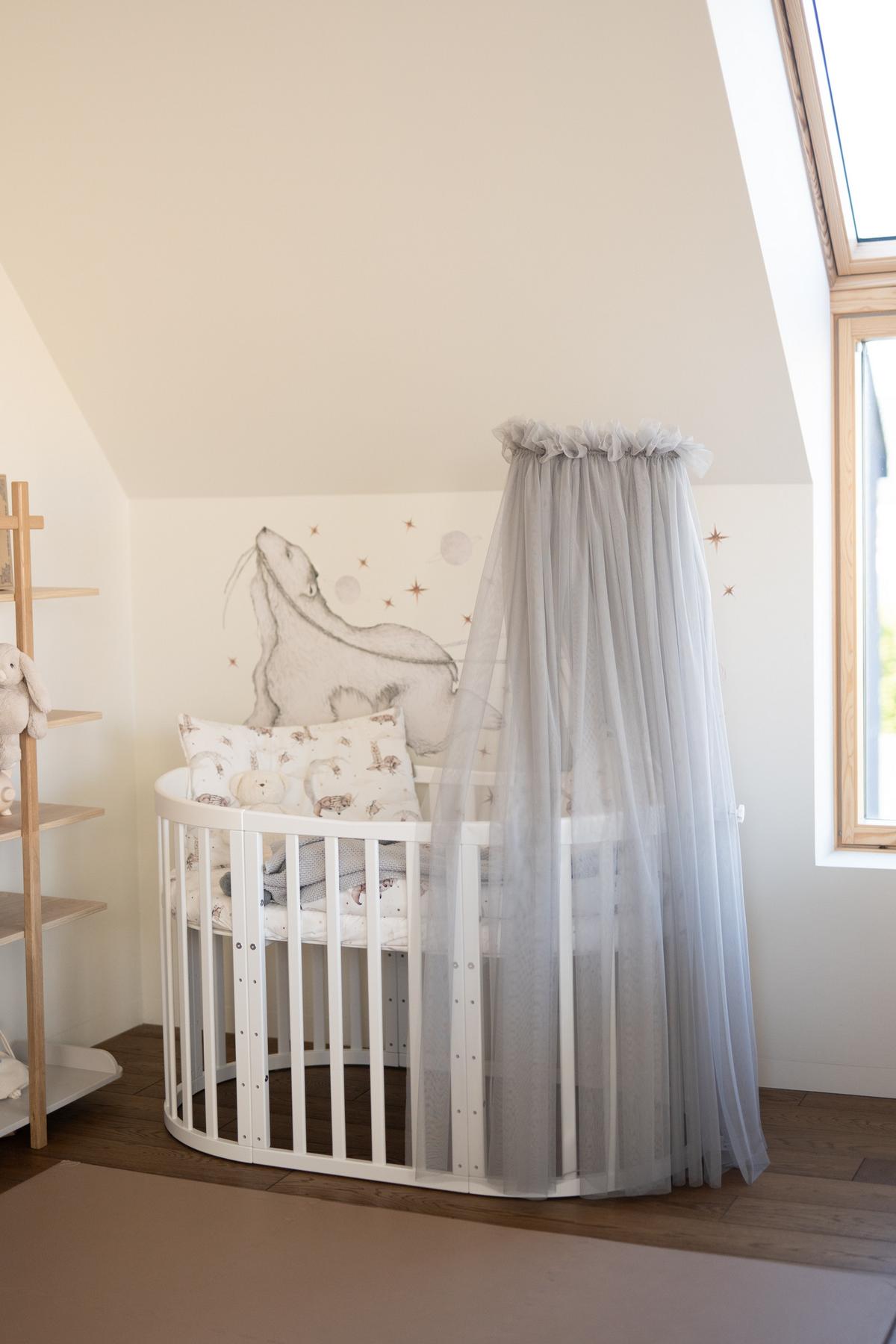 BABY Betthimmel Baldachin mit Himmelstange - Grau, Textil - waldin