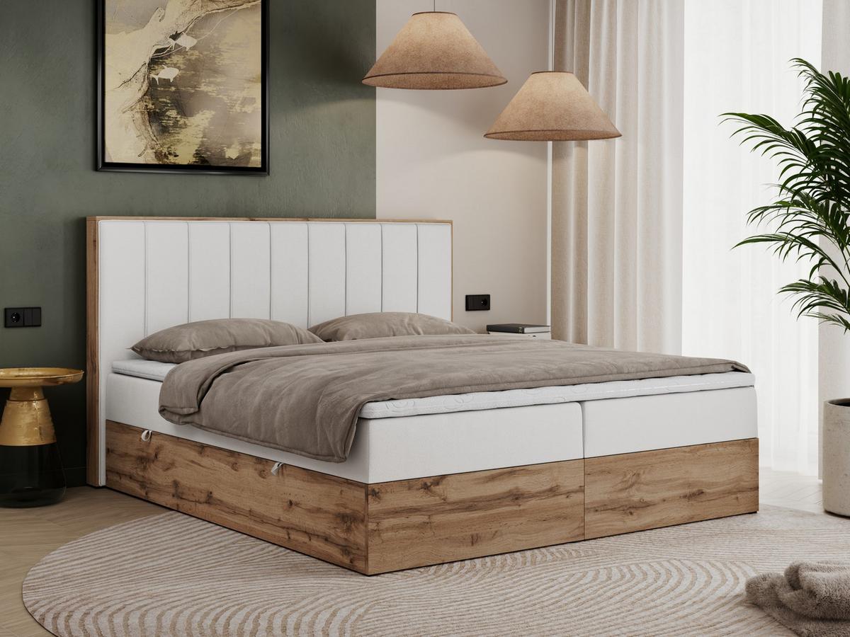 BOXBETT BELLISSIMO 140/200 Weiß Kunstleder - H3 - Weiß, Holz/Textil (140/200cm) - MKS