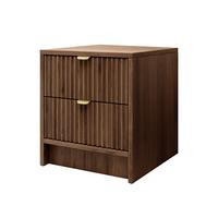 NACHTTISCH Tireno - Goldfarben/Nussbaumfarben, Holzwerkstoff/Metall (40/40/35cm) - MIRJAN24
