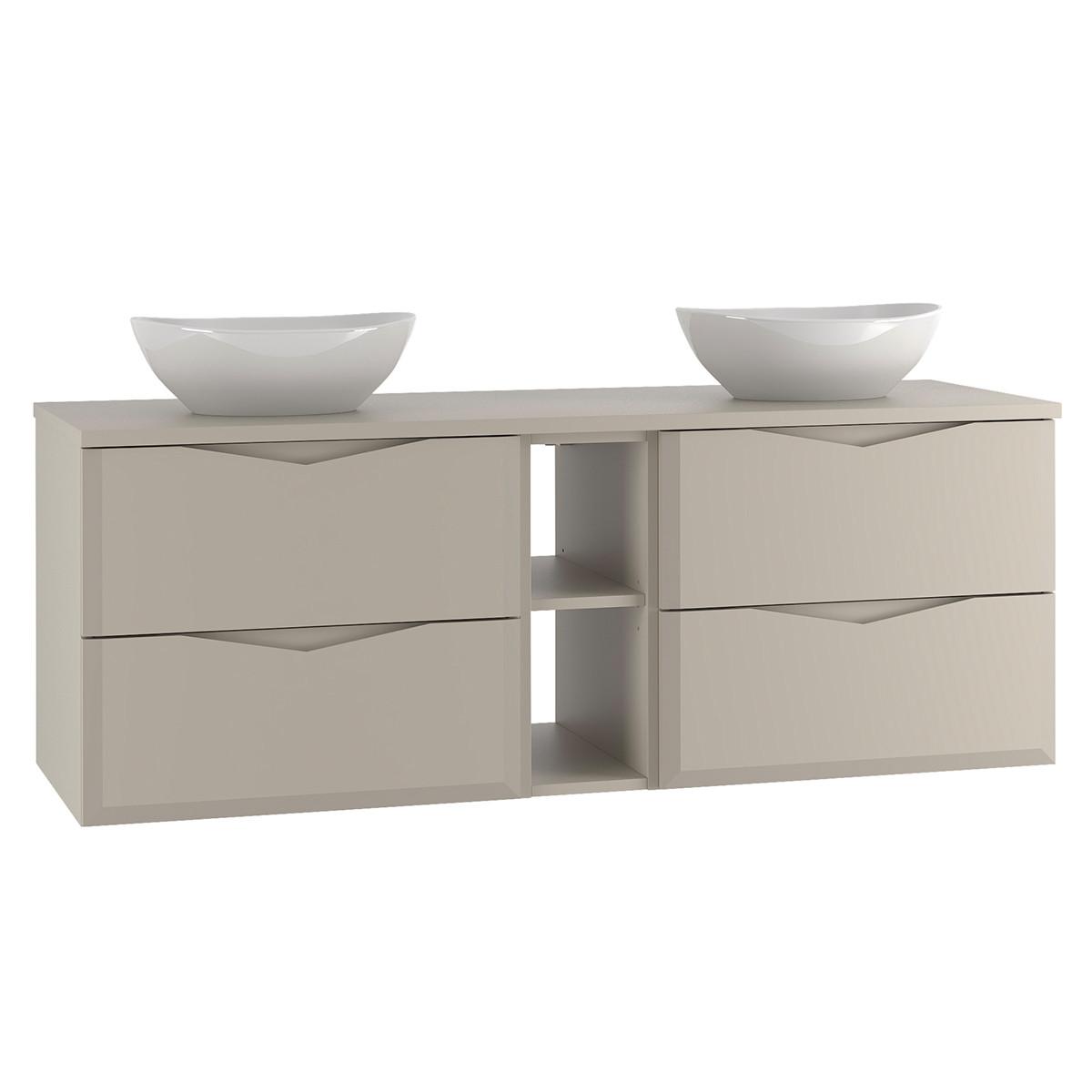 DOPPELWASCHTISCH 140.6cm Ellie Kaschmir - Beige, Holzwerkstoff (140.6/52.2/46.5cm) - Petits-meubles