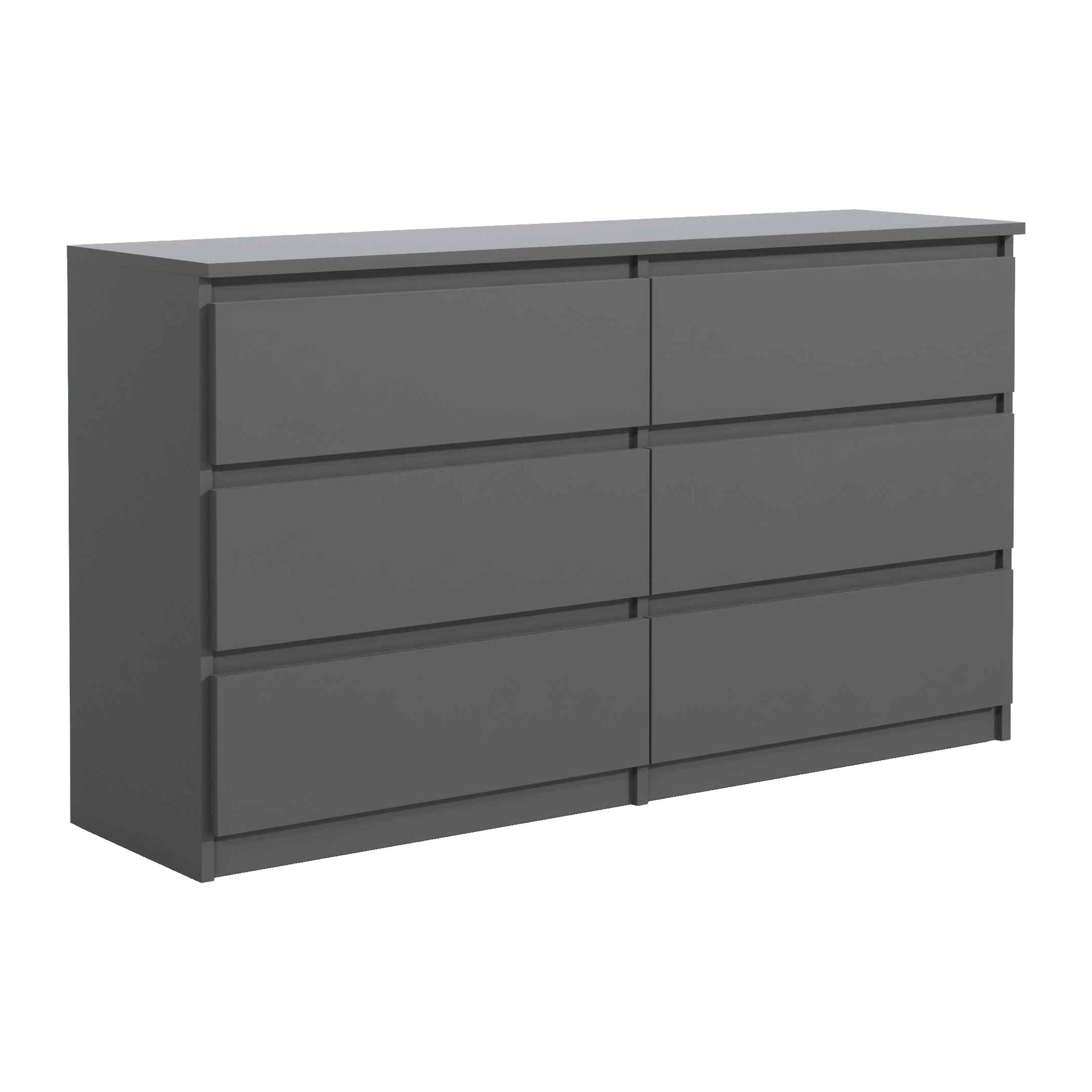 KOMMODE NUDO 120/78,5/39cm mit 6 Schubladen Türen Anthrazit - Anthrazit, Holzwerkstoff (120/78.5/39cm) - MASSENO