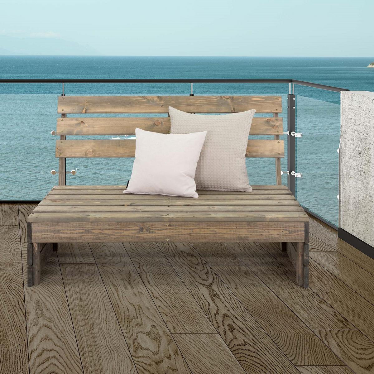 HOLZBANK - Grau, Holz (80/76.5/116cm) - ML-DESIGN