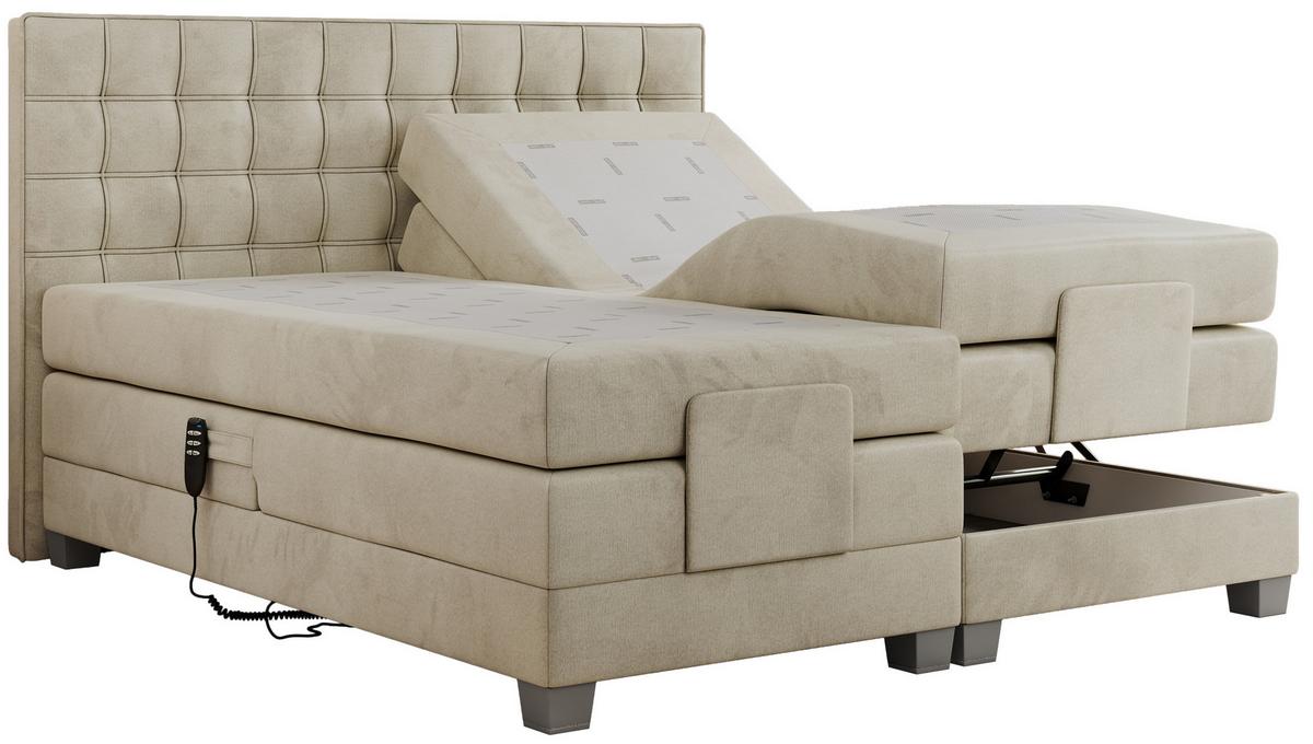BOXBETT ELEKTRO 140/200 Beige Velvet - H4 - Beige, Holz/Textil (140/200cm) - MKS