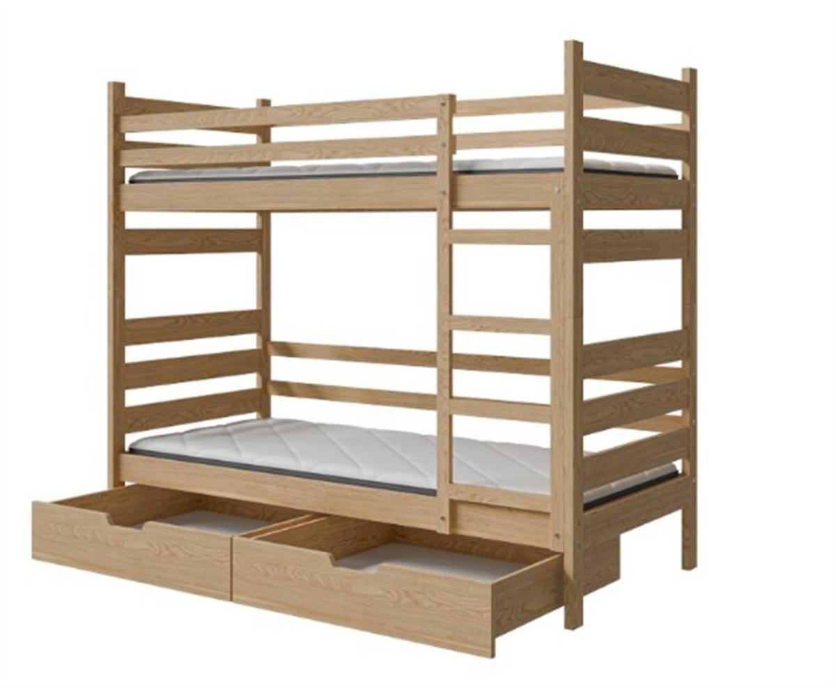 ETAGENBETT DRAKO mit Bettkasten 80x190 cm Kieferfarben - Kieferfarben, Holz (80/190cm) - MASSENO