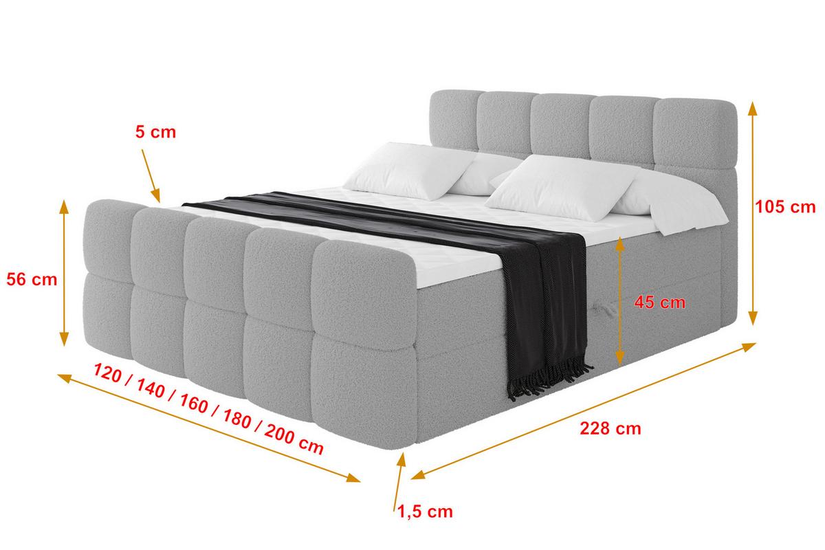 BOXBETT mit Matratze H4 - FAMA-Z - 120x200 cm Hellgrau Quelle - Hellgrau, Holzwerkstoff (120/200cm) - ALTDECOR