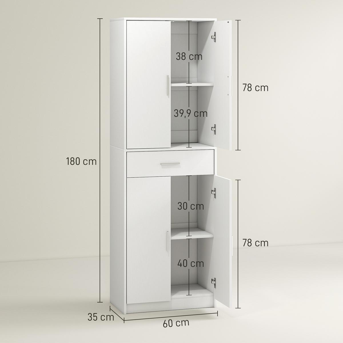 KÜCHENSCHRANK Spanplatte MDF Weiß - Weiß, Holz (35/180/60cm) - HOMCOM