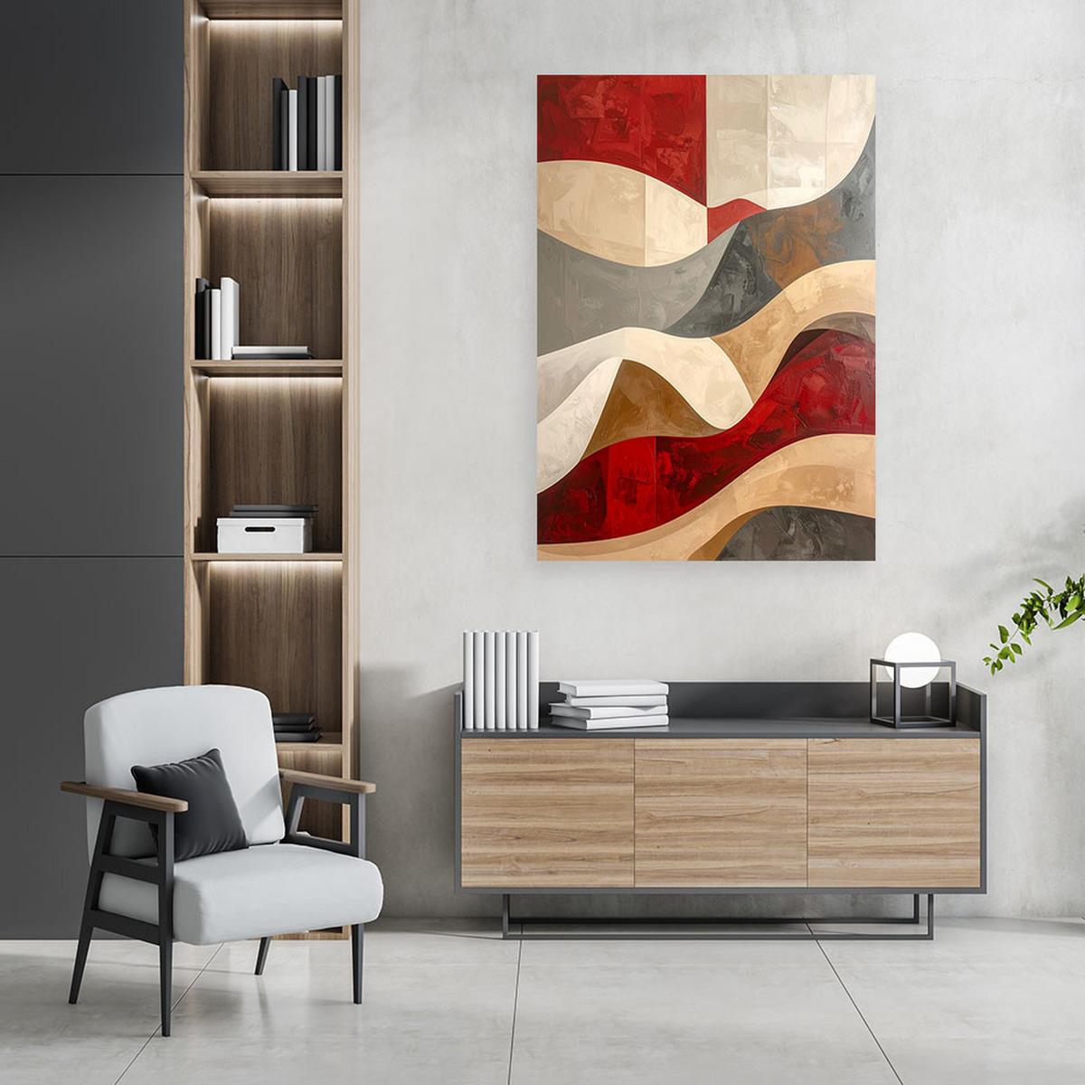 LEINWANDBILD 3D und geometrisch 40x60cm - Rot, Textil (40/60cm) - Feeby