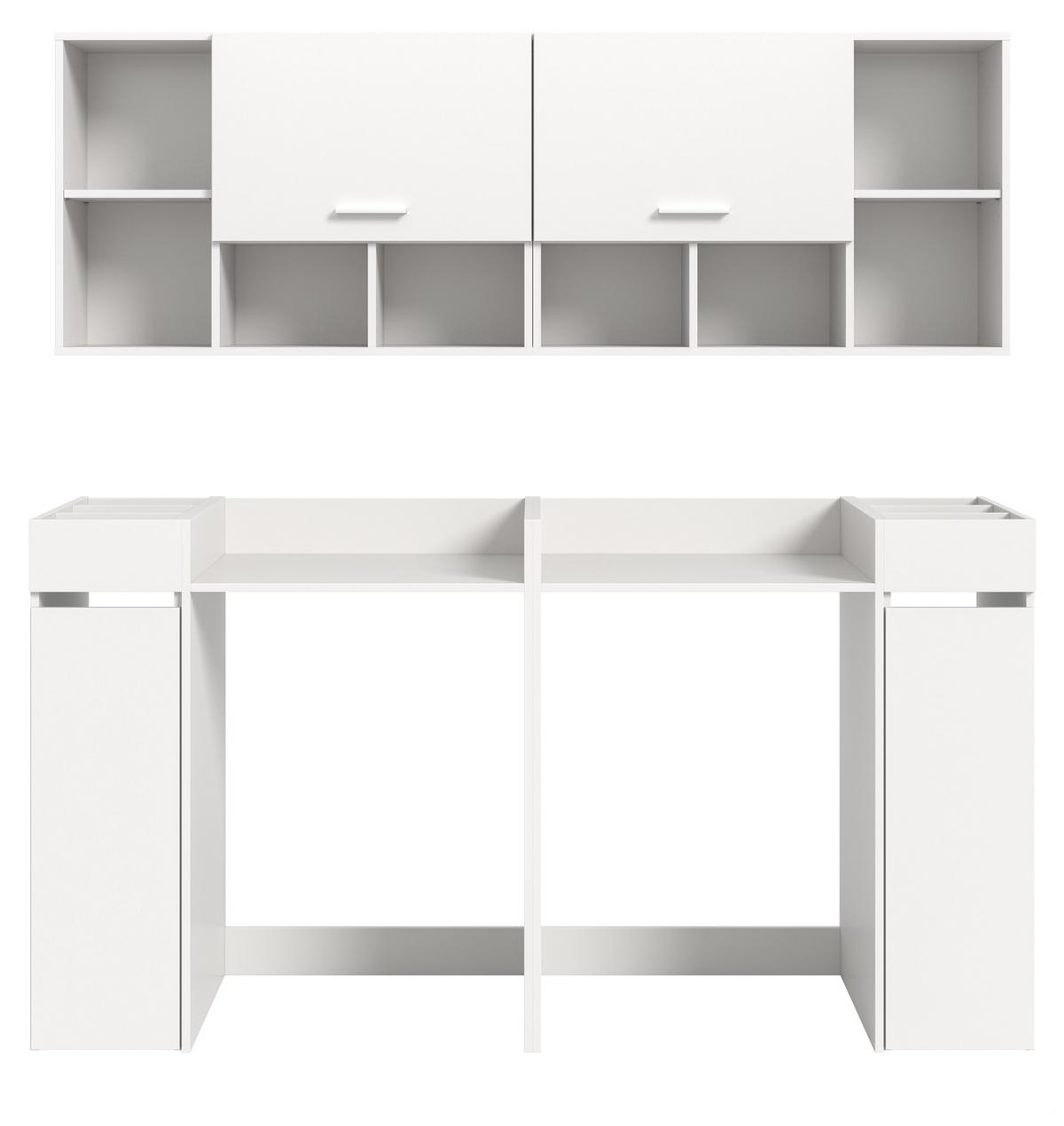 WASCHMASCHINENSCHRANK weiß Set 6-teilig 190 cm, Waschmaschinenumbau mit Stauraum - Silberfarben/Weiß, Glas/Holzwerkstoff (190/195/60cm) - Inn.Furn