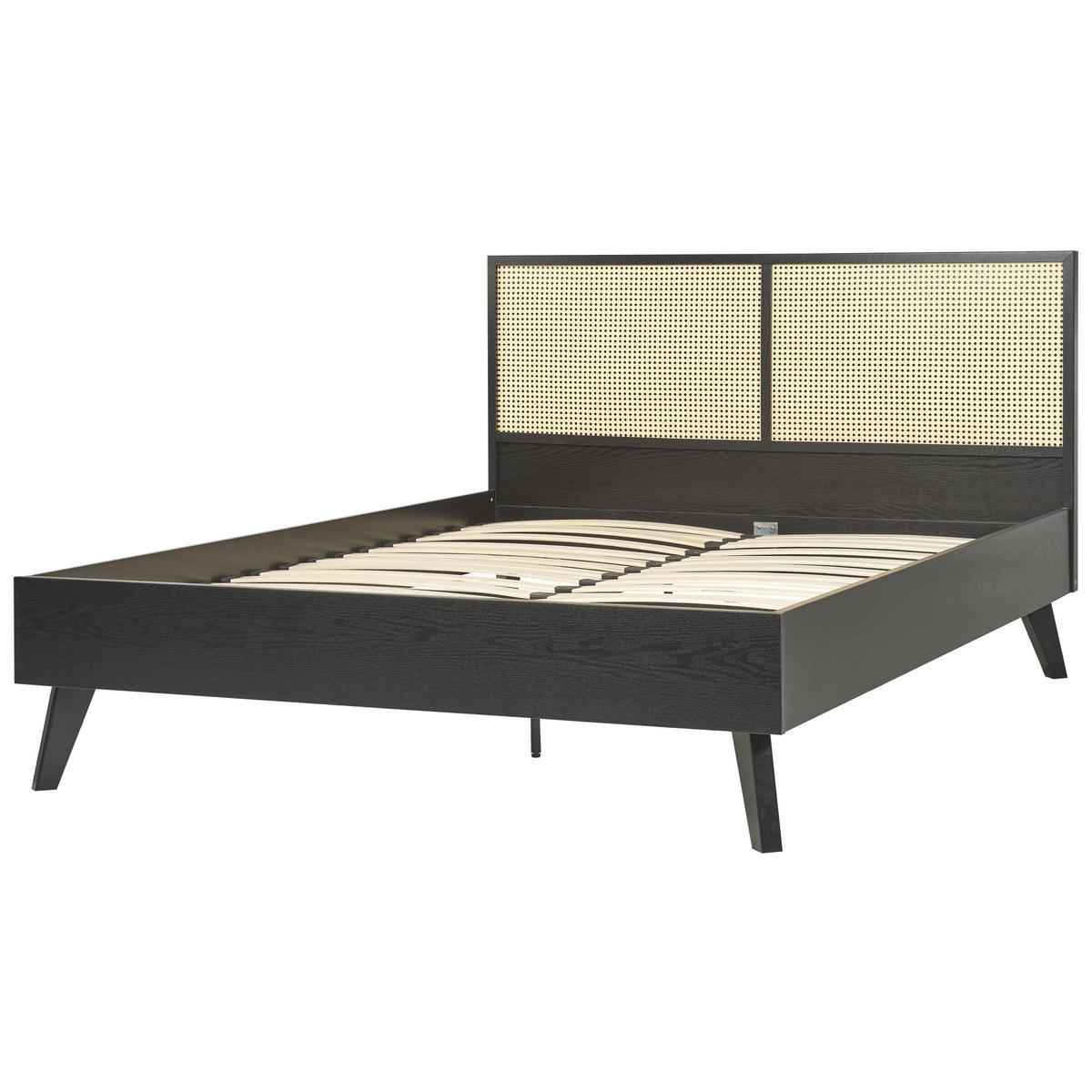 BETT 140/200cm Schwarz Monpazier - Schwarz, Naturmaterialien (140/200cm) - Beliani