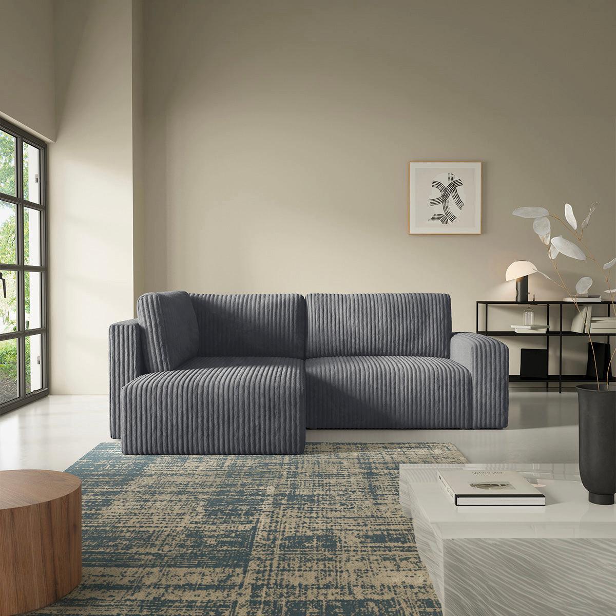 ECKSOFA Angela 4 Sitzplätze Dunkelgrau - Grau, Holz (245/182cm) - Petits-meubles