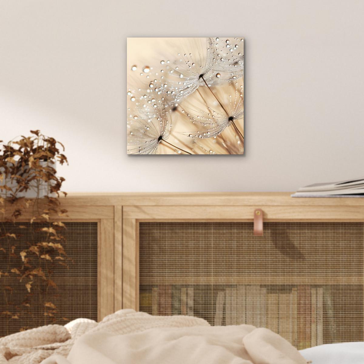 METALLBILD Löwenzahn - Abstrakt - Natur - Beige 20x20 cm - Braun, Metall (20/20cm) - MuchoWow