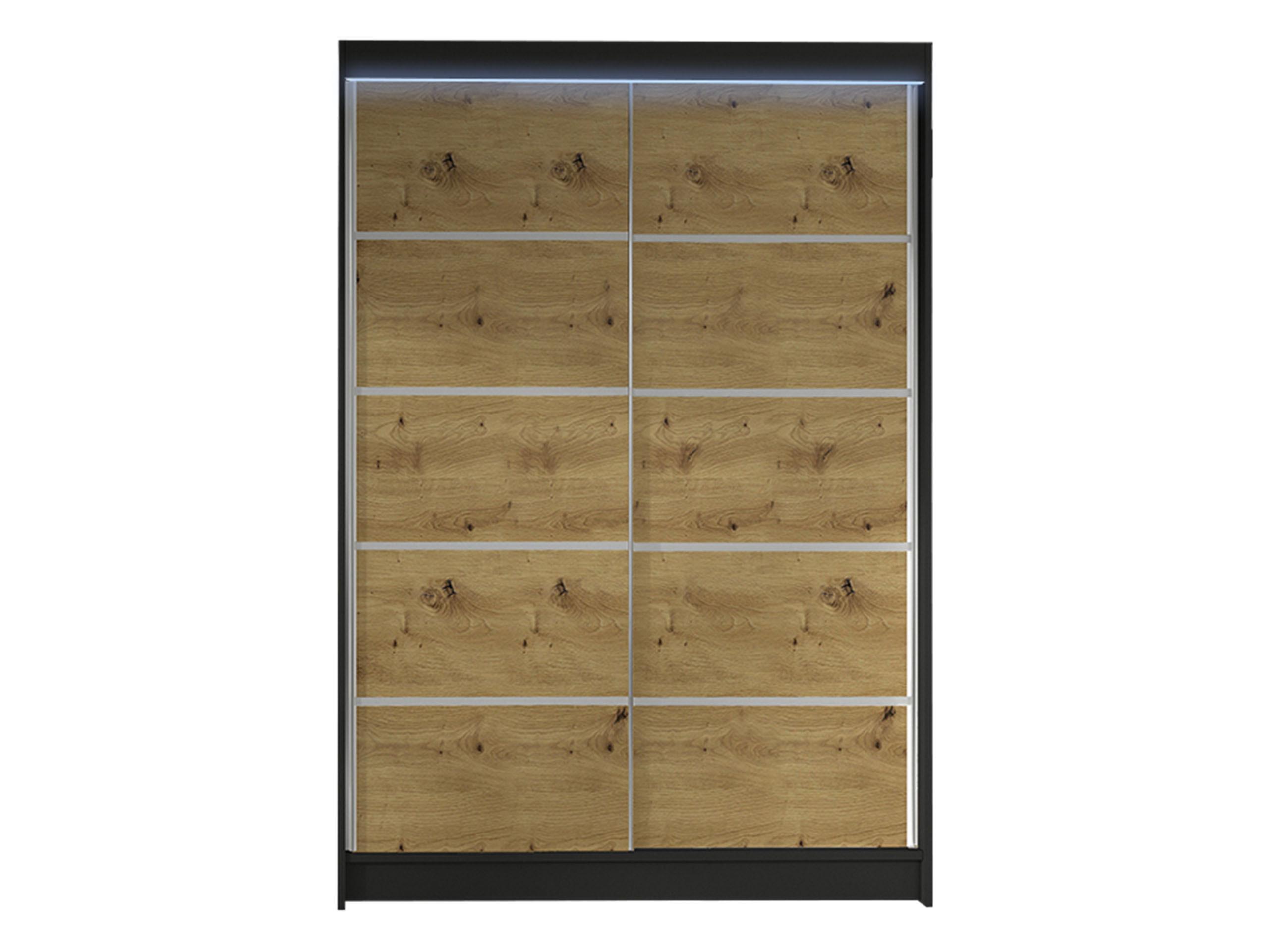 SCHWEBETÜRENSCHRANK Lino IV mit RGB LED Beleuchtung - Schwarz/Eiche Artisan, Holzwerkstoff/Metall (120/200/58cm) - MIRJAN24