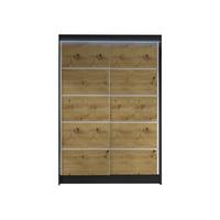 SCHWEBETÜRENSCHRANK Lino IV mit RGB LED Beleuchtung - Schwarz/Eiche Artisan, Holzwerkstoff/Metall (120/200/58cm) - MIRJAN24