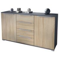SIDEBOARD Linio Eiche sägerau - Hellbraun, Holzwerkstoff (138.5/75.5/35cm) - Vladon
