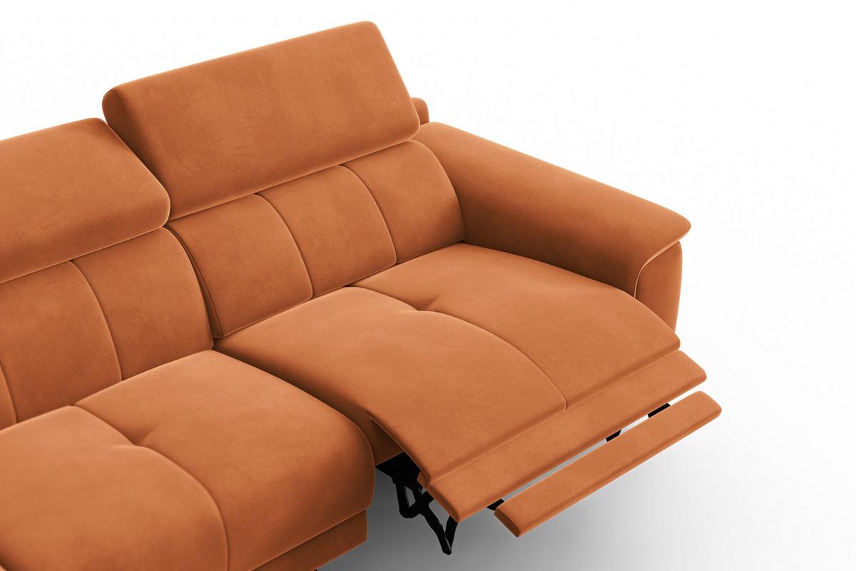 ECKSOFA FIERO 4-Sitzer LINKS, Oranger Veloursstoff - Schwarz/Orange, Holz/Textil (288/170cm) - Courtois Laville