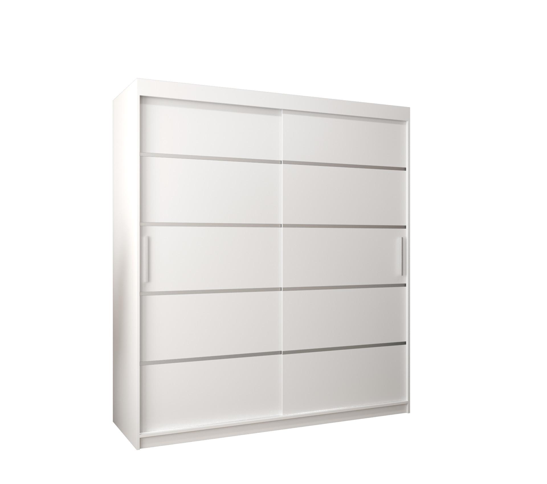 SCHWEBETÜRENSCHRANK 200/180/62 2-türig - Silberfarben/Weiß, Holz/Kunststoff (180/200/62cm) - MÖBEL KRYSPOL