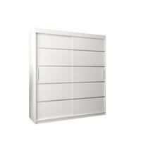 SCHWEBETÜRENSCHRANK 200/180/62 2-türig - Silberfarben/Weiß, Holz/Kunststoff (180/200/62cm) - MÖBEL KRYSPOL
