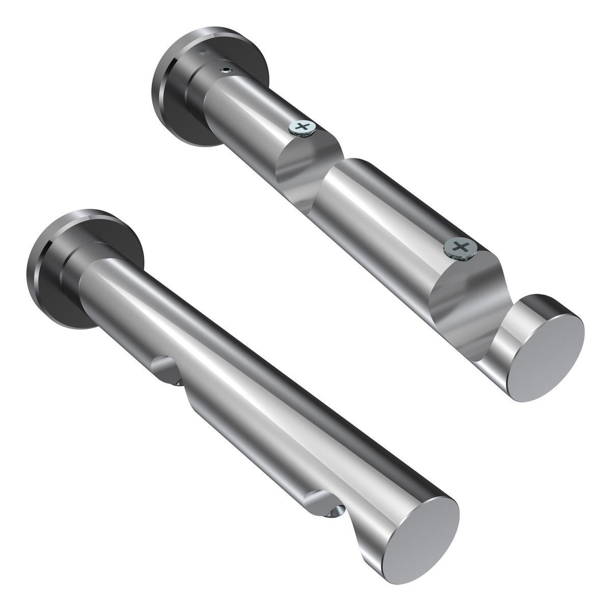 GARDINENSTANGE Platon Tanara 120 cm, 2-läufig, 20 mm Ø Chrom - Chromfarben/Weiß, Metall (120cm) - INTERDECO