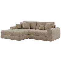 ECKSOFA ARELIA L - Beige Schenille grob gewebt - Rechts Seite - Beige/Schwarz, Kunststoff/Textil (205/292cm) - MKS