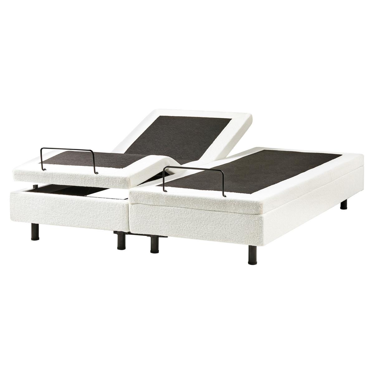 BETT verstellbar ohne Kopfteil Bouclé 160/200 cm Cremeweiß Duke - Creme, Textil (160/200cm) - Beliani